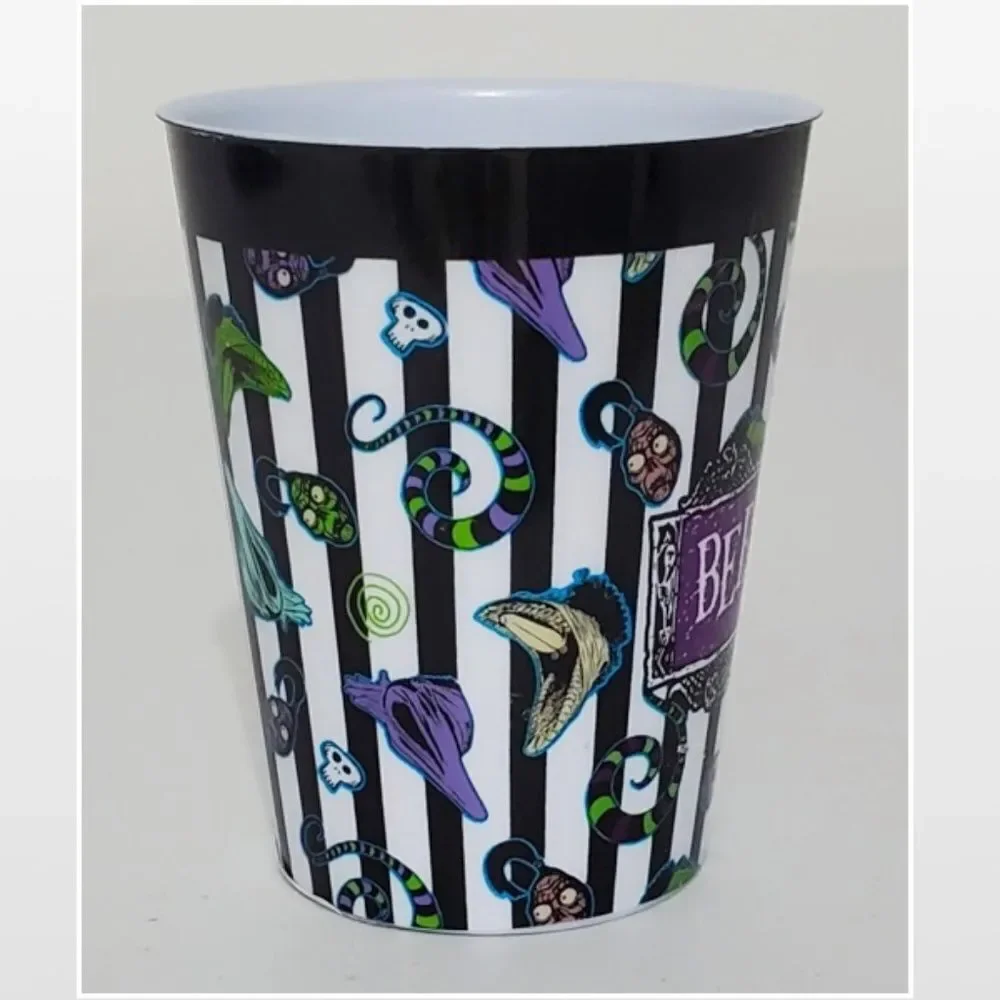 New Black RIP Coffin Flask & Beetlejuice Striped Shot Cup 2 Piece Set NWT